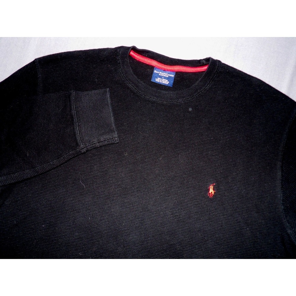 Polo Ralph Lauren Long Sleeved‎ Black Waffle Knit Thermal Shirt Men's Large